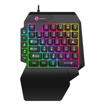 Gaming Keyboard Single Hand Mini Usb Ultra-Slim Wired 35Keys One Handedly Backlight Keyboard for Laptop Desktop PC Smartphone