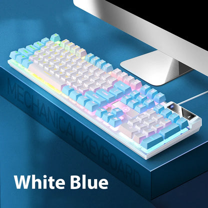 K500 Wired Keyboard Office Gaming Keyboard for Windows and IOS Computer Laptop 104 Keys Mechanical Sensation Membrane Keyboards