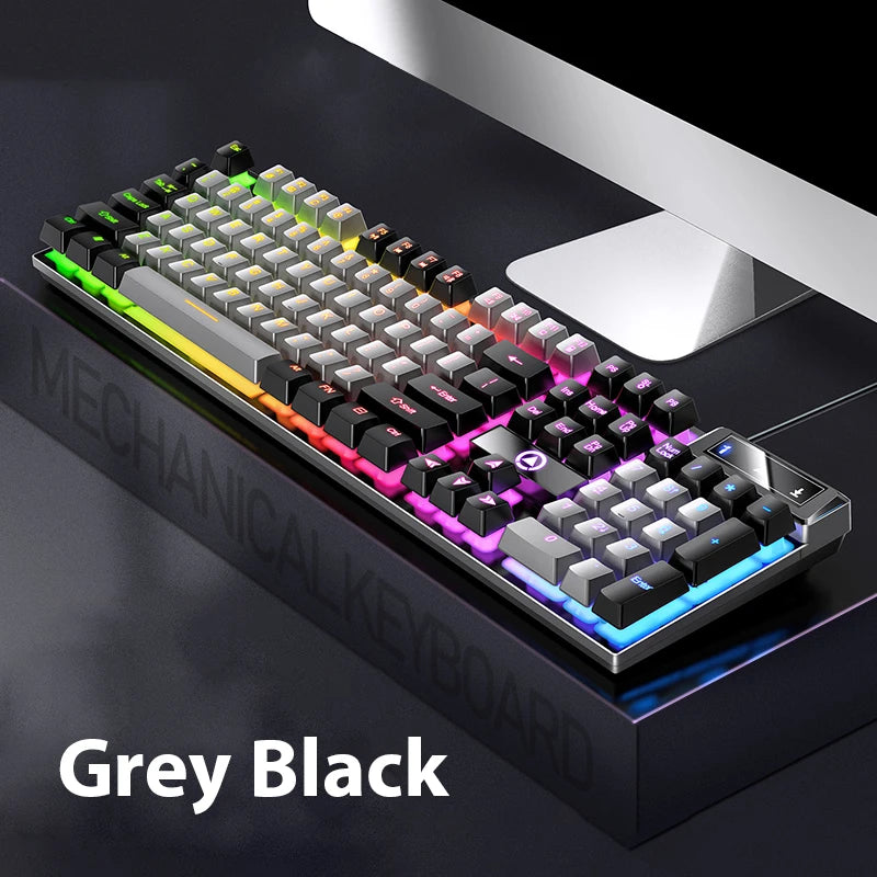 K500 Wired Keyboard Office Gaming Keyboard for Windows and IOS Computer Laptop 104 Keys Mechanical Sensation Membrane Keyboards