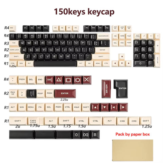 Keycaps ASA Profile 150 Keys Double Shot Key Cap Set for Cherry MX Switches 60 Percent/64/Gk61 Gaming Mechanical Keyboard