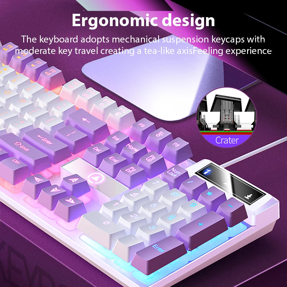 K500 Wired Keyboard Office Gaming Keyboard for Windows and IOS Computer Laptop 104 Keys Mechanical Sensation Membrane Keyboards