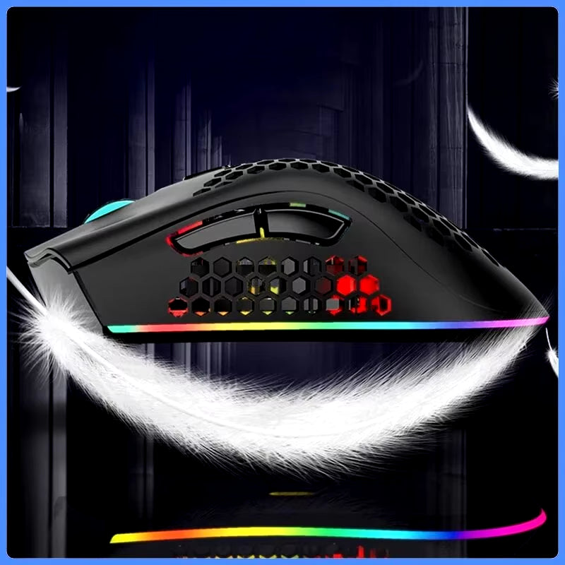 BM600 Rechargeable Gaming Mouse USB 2.4G Wireless RGB Light Honeycomb Gaming Mouse Desktop PC Computers Notebook Laptop Mice