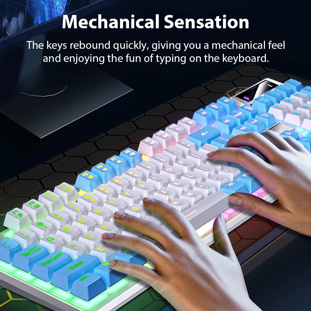 K500 Wired Keyboard Office Gaming Keyboard for Windows and IOS Computer Laptop 104 Keys Mechanical Sensation Membrane Keyboards