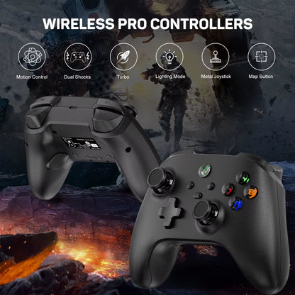 Linyuvo Wireless Controller for Switch/Pc/Ios/Android/Tesla Car,With Vibration, Motion, Turbo,Metal Joystick and LED Light