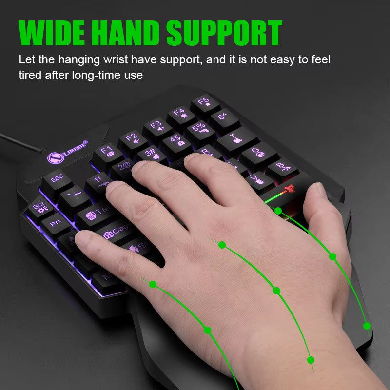 Gaming Keyboard Single Hand Mini Usb Ultra-Slim Wired 35Keys One Handedly Backlight Keyboard for Laptop Desktop PC Smartphone