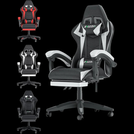 Gaming Chair with Footrest Gamer Chairs Ergonomic with Lumbar Cushion Headrest Gaming Chair Height Adjustable Computer Chair