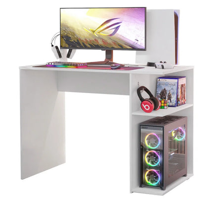 Bhavika Gaming Computer Desk 39 Inch with 2 Shelves and Headphone Hanger Wooden Sturdy Home Office Table for Kids and Adults