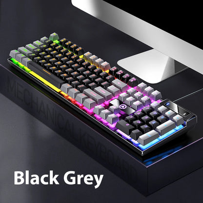 K500 Wired Keyboard Office Gaming Keyboard for Windows and IOS Computer Laptop 104 Keys Mechanical Sensation Membrane Keyboards