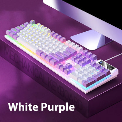 K500 Wired Keyboard Office Gaming Keyboard for Windows and IOS Computer Laptop 104 Keys Mechanical Sensation Membrane Keyboards