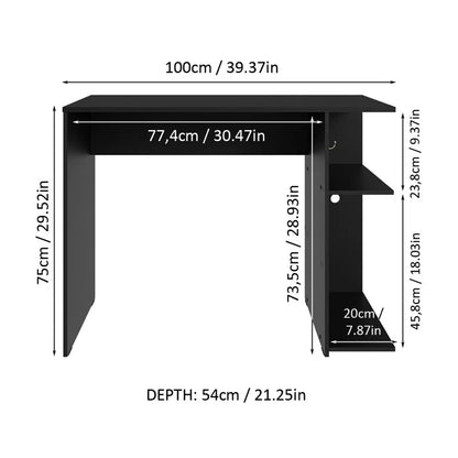 Bhavika Gaming Computer Desk 39 Inch with 2 Shelves and Headphone Hanger Wooden Sturdy Home Office Table for Kids and Adults