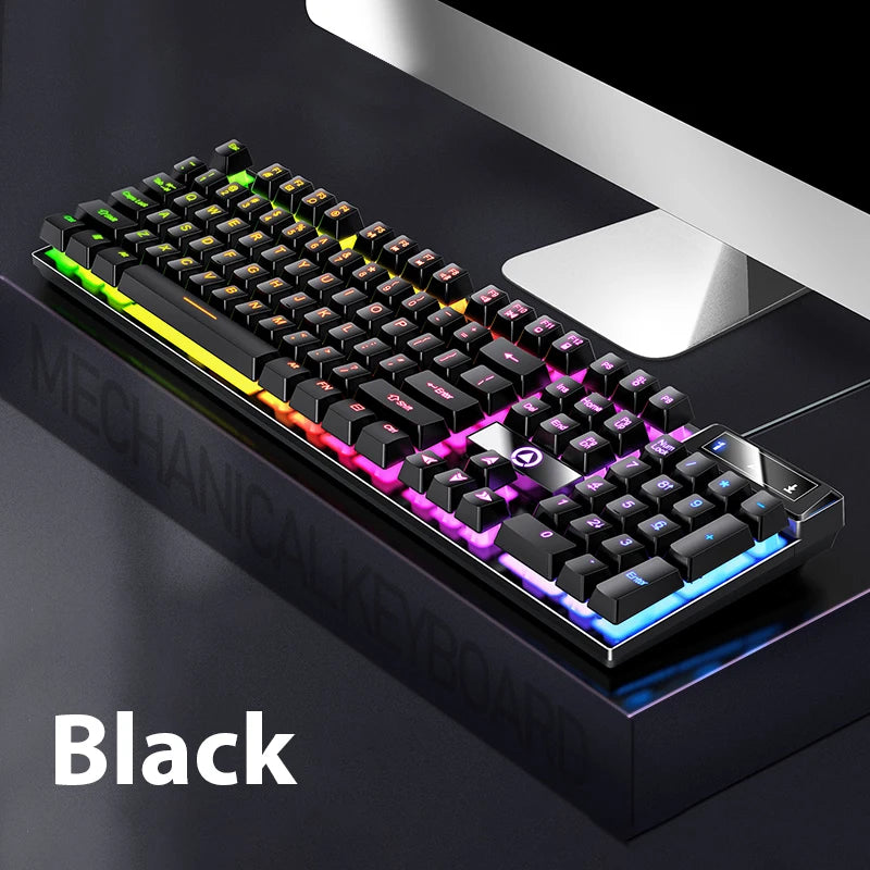 K500 Wired Keyboard Office Gaming Keyboard for Windows and IOS Computer Laptop 104 Keys Mechanical Sensation Membrane Keyboards